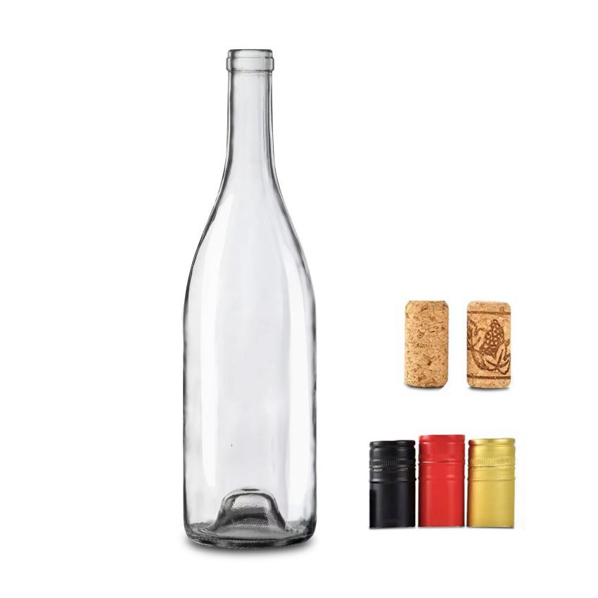 chai rượu vang đỏ nút bần trong suốt